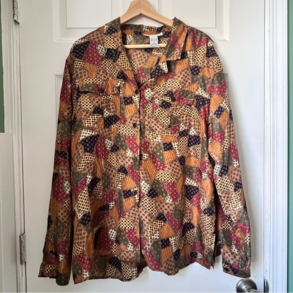 Patchwork Button-Up Shirt - image 2